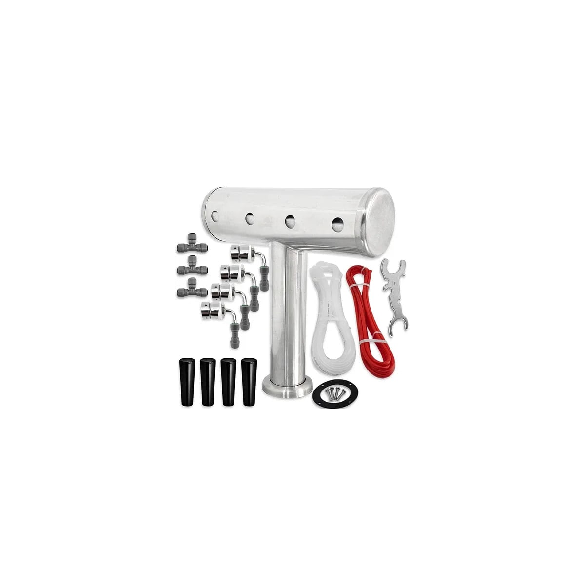 4 Taps T-Bar Brushed Stainless Font Kit