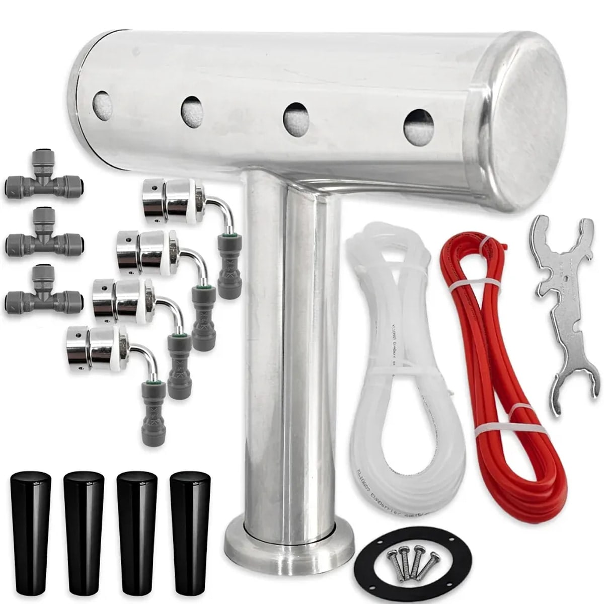4 Taps T-Bar Brushed Stainless Font Kit