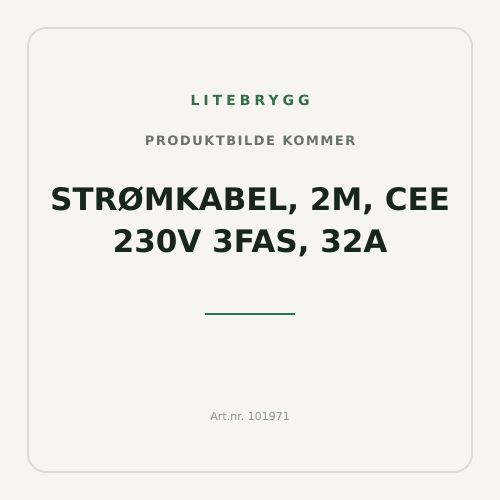 Strømkabel, 2m, CEE 230V 3fas, 32A