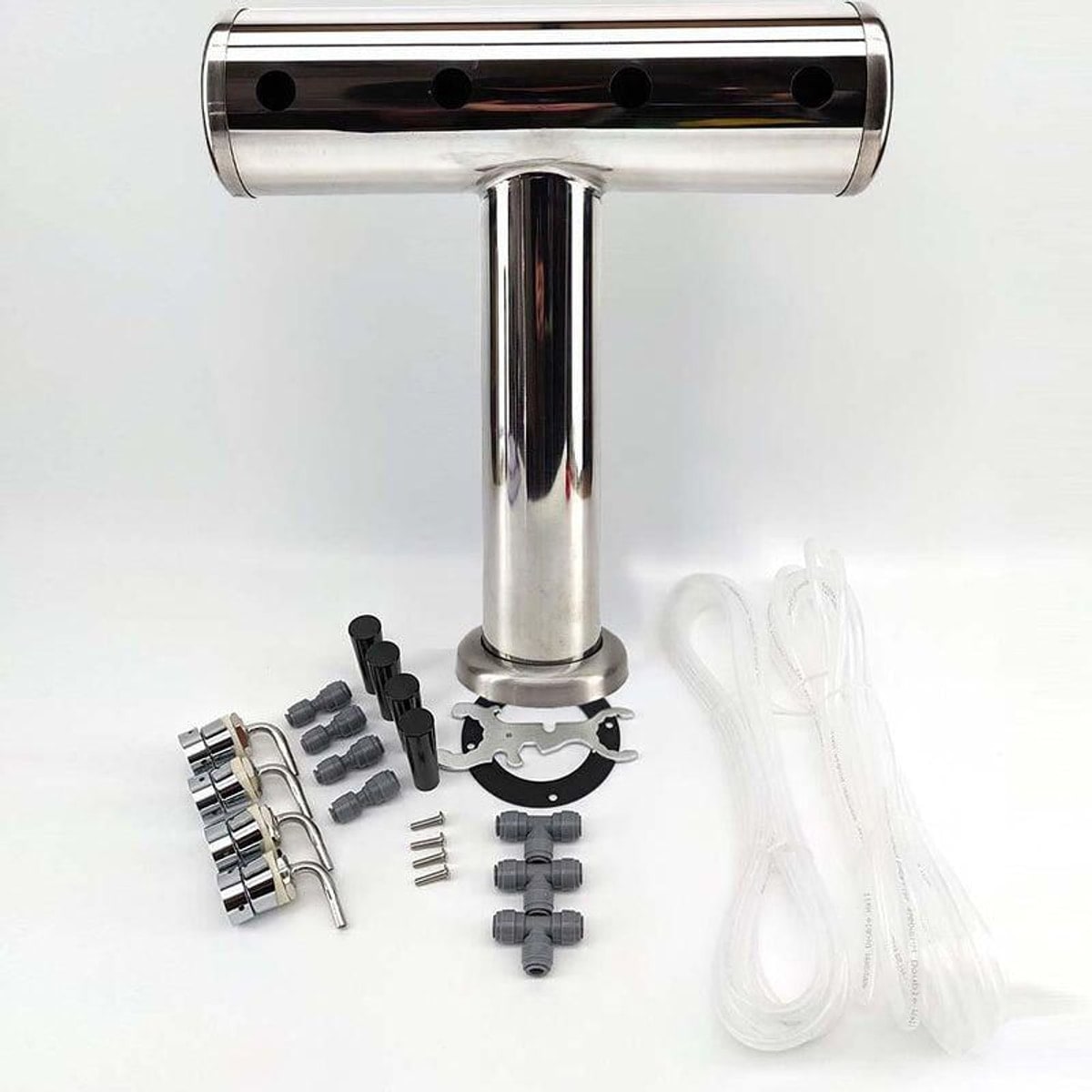 4 Taps T-Bar Brushed Stainless Font Kit